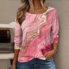 Autumn and Winter Women's Long Sleeve 3d Printed Floral Print T-Shirt Women Streetwear Round Neck Long Sleeve