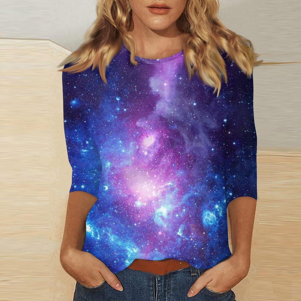 Женская повседневная свободная футболка с круглым вырезом и принтом ко Дню святого Валентина с рукавами три четверти