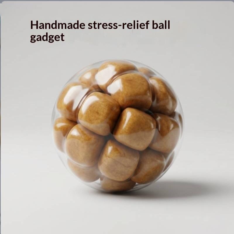 Handmade Wooden Squeezable Noisy Fidget Ball Creative Stress Relief Toy Suitable for All Age Groups