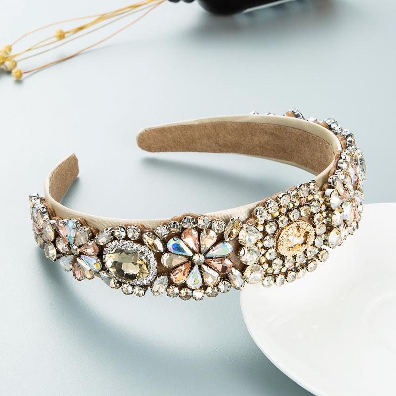 Women Hairband Personality Full Crystal  Gorgeous Baroque Headband Prom Street Pat Hair Ooop
