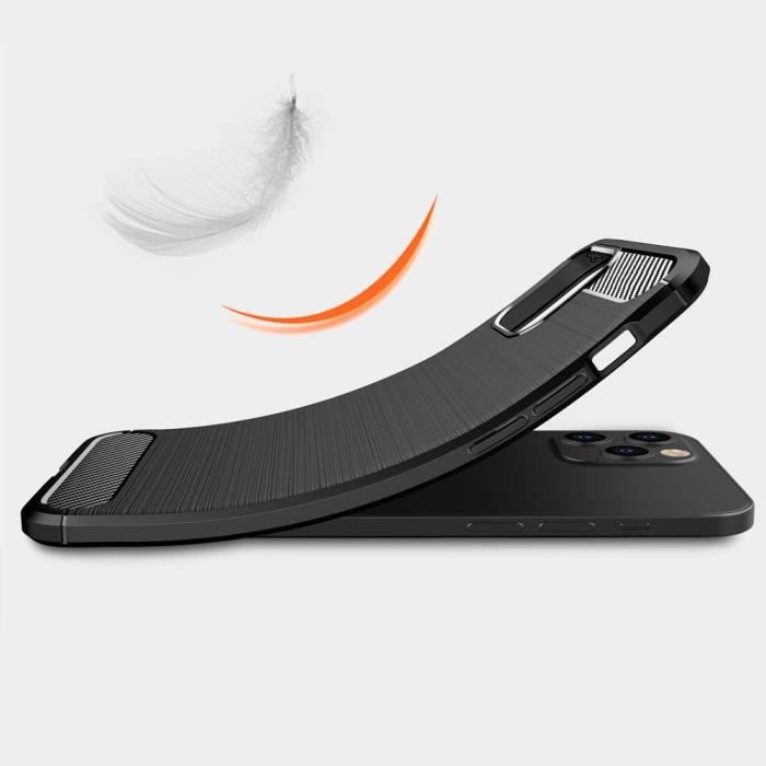 Coque Silicone - E.F.CONNECTION - pour iPhone 12 Pro - Antichoc - Résistant aux rayures - Noir