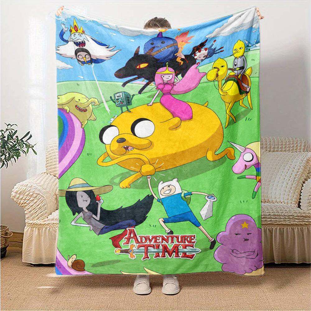 Adventure Time Characters Flannel Blanket Super Soft Warm Cozy Blanket For Sofa Bed Office Travel Allseason Home Decor Gift
