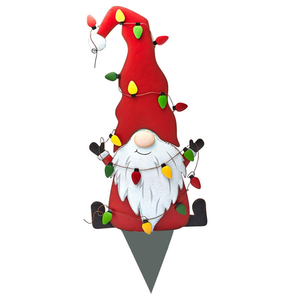 Рождественский металлический гном, приветственный рисунок, безликий гном, металлический колышек для двора, зимний шведский томте, эльф, украшение для колышка, верхушка для рождественской елки