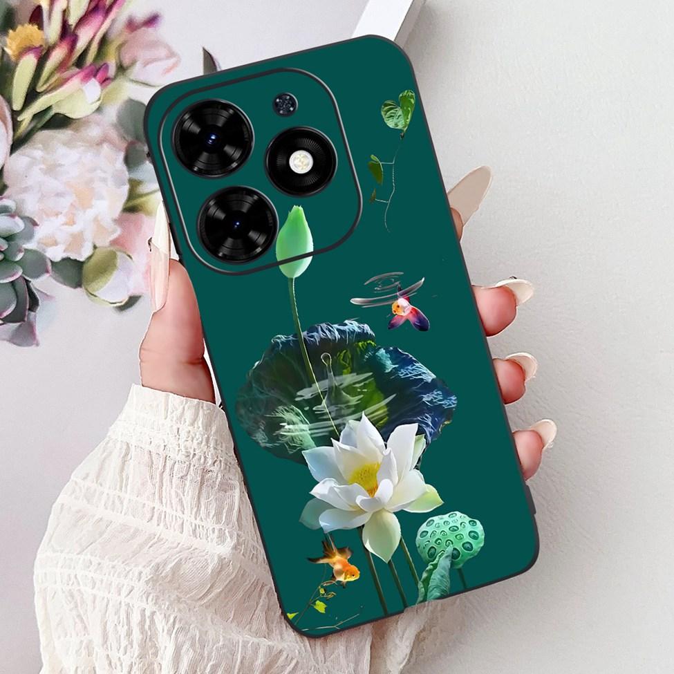 Для Tecno Spark Go 2024 BG6 Задняя крышка Для Tecno Spark Go 2024 Чехол Модный Роскошный Цветы Милый Мультяшный Кот Ударопрочный Силиконовый