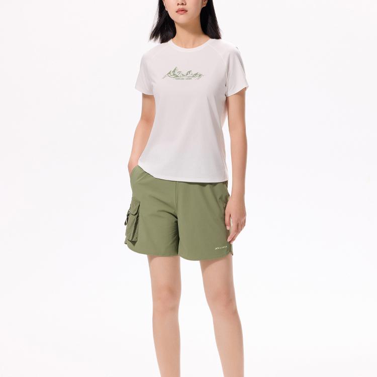 Anta Футболка Champion All-Weather Series с круглым вырезом и принтом в виде букв, с коротким рукавом, женские топы, дымчато-серый, розовый 162330118-2