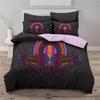 3D Geometric Bedding Set Bohemian Style Sun Eye Star Floral Wing Abstract Pattern Print Duvet Cover Microfiber King Quilt Cover