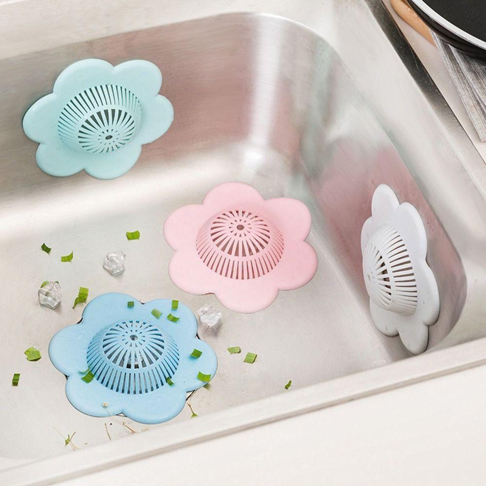 4Pcs Soft Flower Sink Strainer Anti-clogging Hair Catcher Floor Drain Covers Bathtub