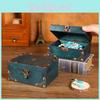 Wooden Jewelry Box With Lock Vintage Desktop Organizer For Home Office Decor