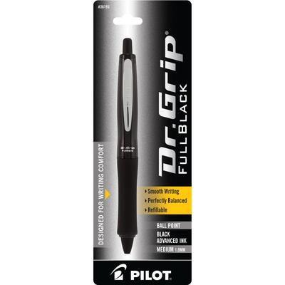 Pilot Доктор. Grip Полностью Черная Выдвижная Шариковая Ручка Черные Чернила Эргономичная Рукоятка Плавное Письмо Сменные Стержни Япония