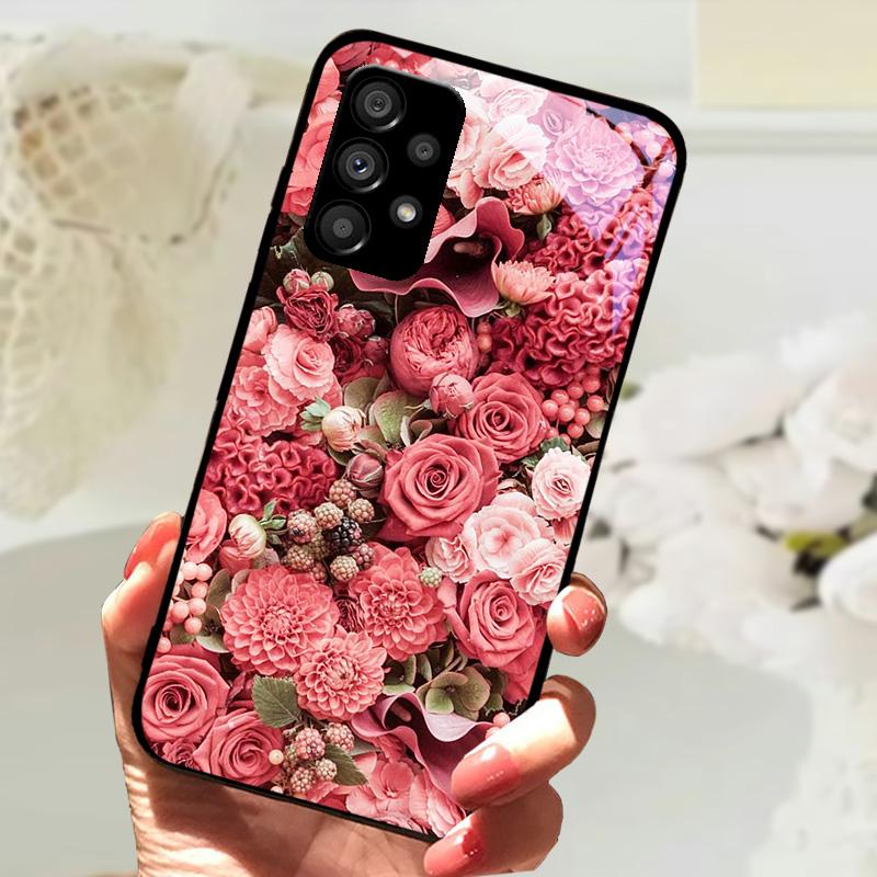 Стеклянный Чехол Для Samsung A13 A23 4G 5G Мультяшный Закаленный Стеклянный Чехол Для Телефона Для Galaxy A33 A53 A73 5G Жесткий ПК Стеклянный Защитный Чехол