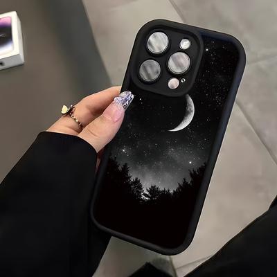 Чехол для телефона с рисунком «Ночное небо и лес» для iPhone 17 16 15 14 13 12 11 Pro/Max/Plus, противоударный и защищающий от падений, задняя крышка