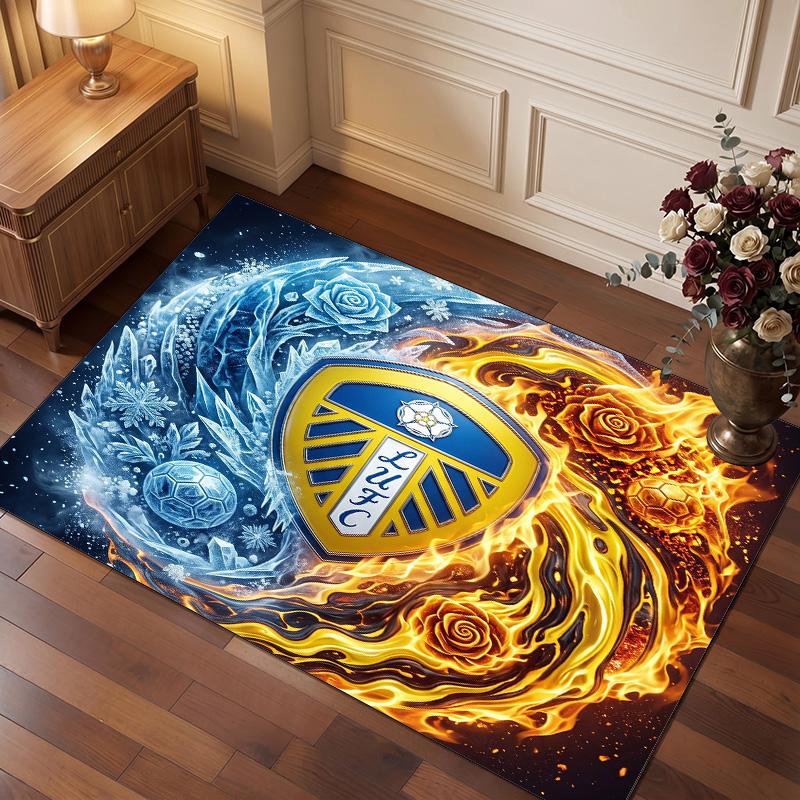 Ковер из хрустального бархата с принтом футбольного клуба Leeds United, Удобный, Впитывающий влагу, Нескользящий, Для помещений