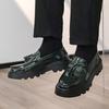 Fashionable British Style Men's Thick Soled Big Toe Leather Shoes Spring Comfortable Fit Tassel Loafers Glossy Leather Shoes