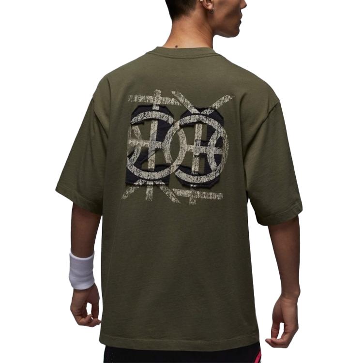 Jordan Dongdan 85 Спортивная Повседневная Дышащая Футболка с Круглым Вырезом и Быстросохнущая Мужские Топы Оливково-зеленый HV1257222