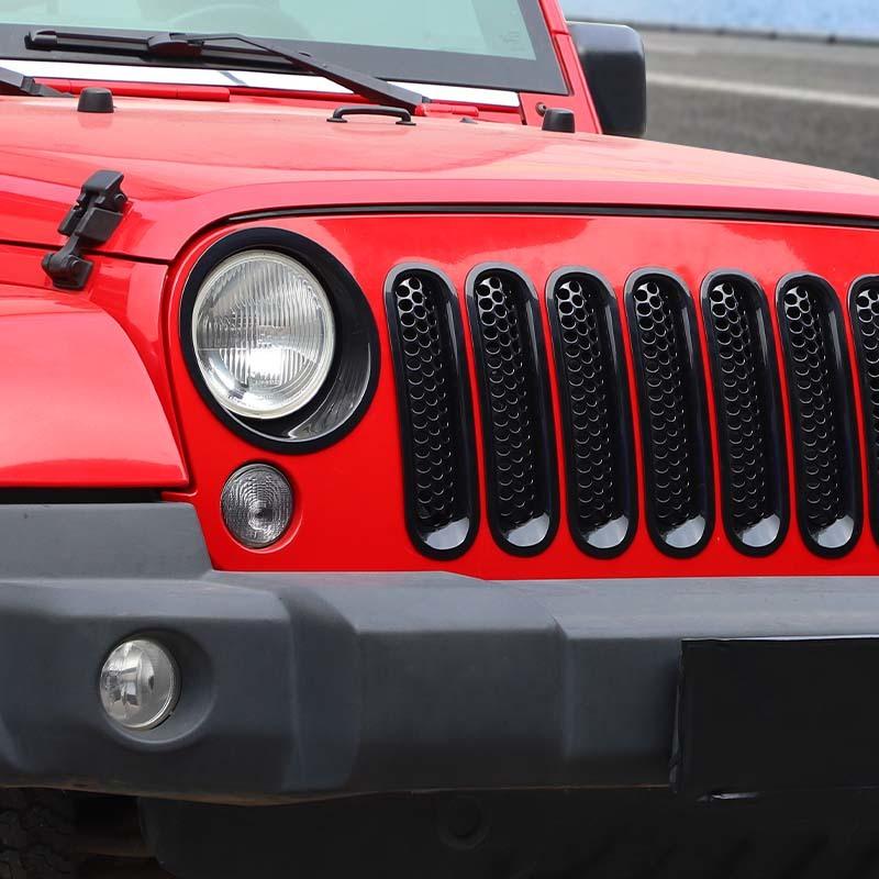 Декоративная крышка фар автомобиля из АБС-пластика, декоративные наклейки на решетку с сеткой для Jeep Wragnler JK 2007-2017, внешние аксессуары автомобиля
