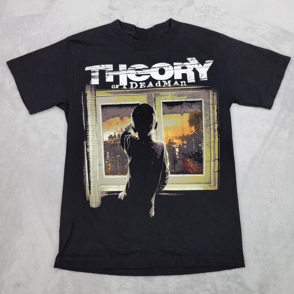 Theory Of A Deadman Черная футболка для взрослых с принтом концертного тура, полный размер LL1648