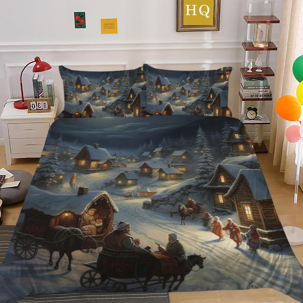 Christmas Printed Single Size Bed Set Cover Superior Highend Cartoon Design Children Teen Home Textiles