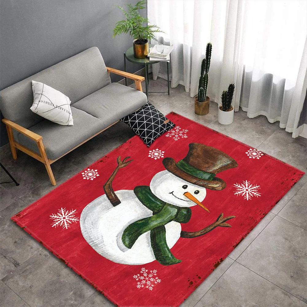 Christmas Santa Snowman Carpet for Living Room Decor Sofa Table Large Area Rugs Bedroom Bedside Floor Mat Christmas Decoration