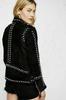 Women Suede Genuine Studded Black Biker Leather Jacket Stylish Handmade Jacket
