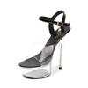34-43 Sexy Super High Heel Shoes 15CM Slim Heel Platform Sandals Transparent Crystal Shoes Wedding Shoes Banquet