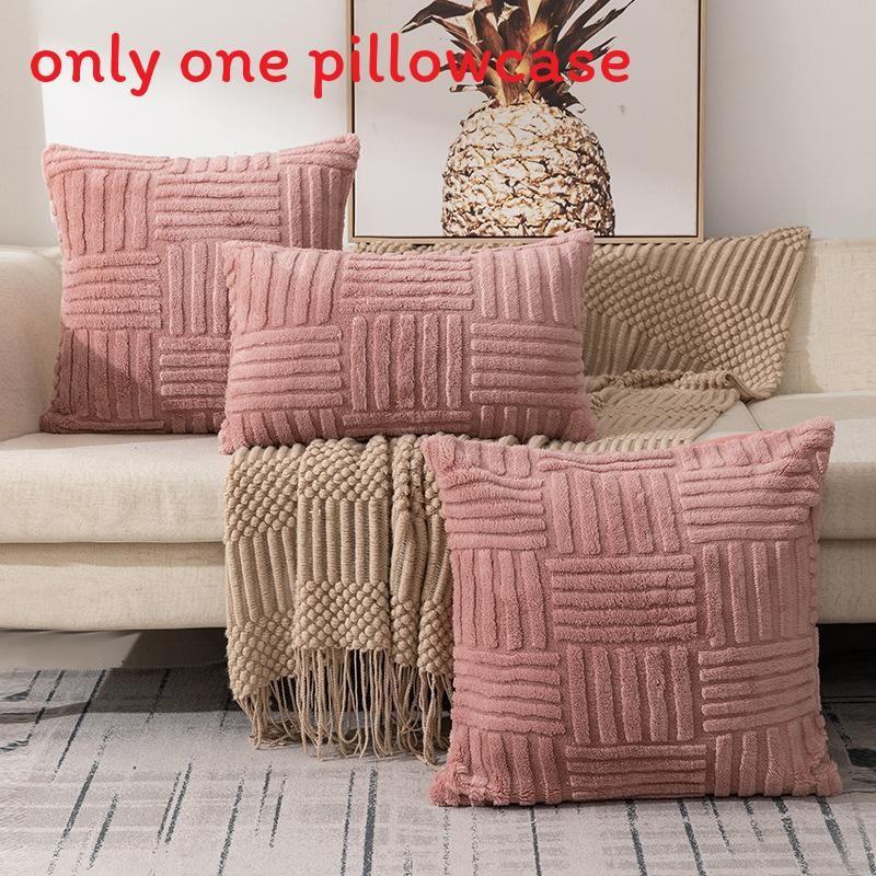 Solid Striped Color Snowflake Velvet Pillowcase Home Decoration Sofa Bedroom