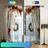 2pcs Windows with A Christm Printed Curtain for Christmas Home Decor - Rod Pocket Window Treatment for Bedroom, Office, Kitchen