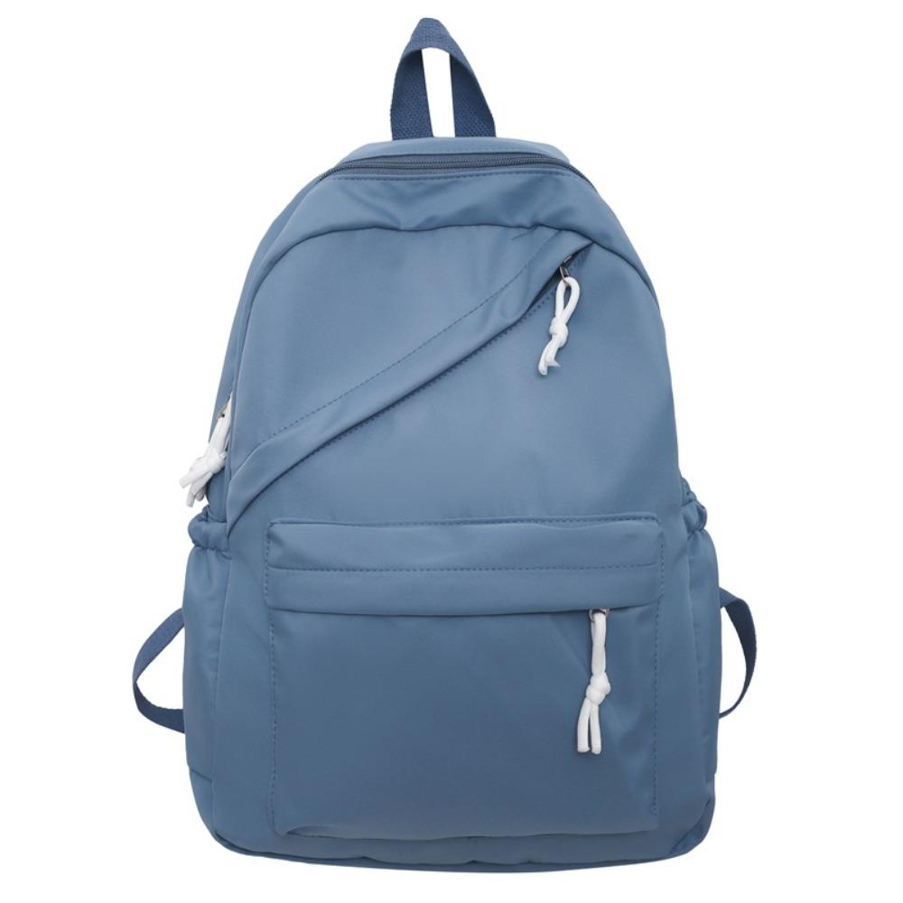 Solid Color Nylon Student Schoolbag Small Fresh Backpack Female Fashion Casual College Student Junior High School Girl Backpack