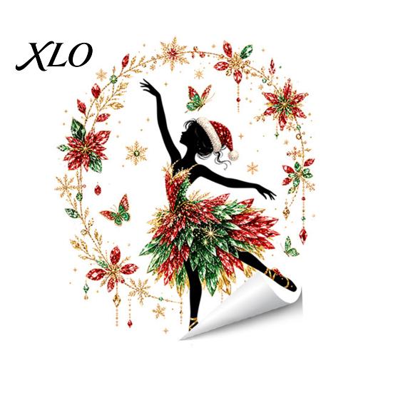 Floor to Ceiling Glass Stickers Christmas Ballet Girl Static Window Clings, Removable Xmas Decals, Winter Non Adhesive Residue Film Ballerina Elf for