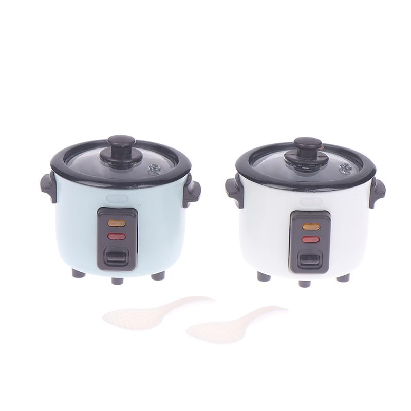 1:12 Кукольный домик Мини рисоварка с ложкой для риса Кухня Кухонные принадлежности Модель для приготовления пищи