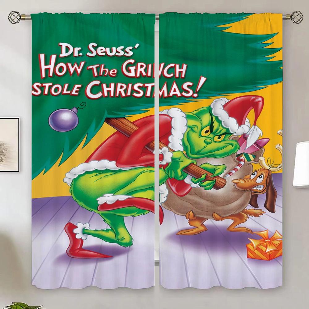 The-Grinch Шторы для гостиной, двери, спальни, затемняющие шторы, салон, 2 шт., щупальца, покрывало, подхваты для штор, жалюзи
