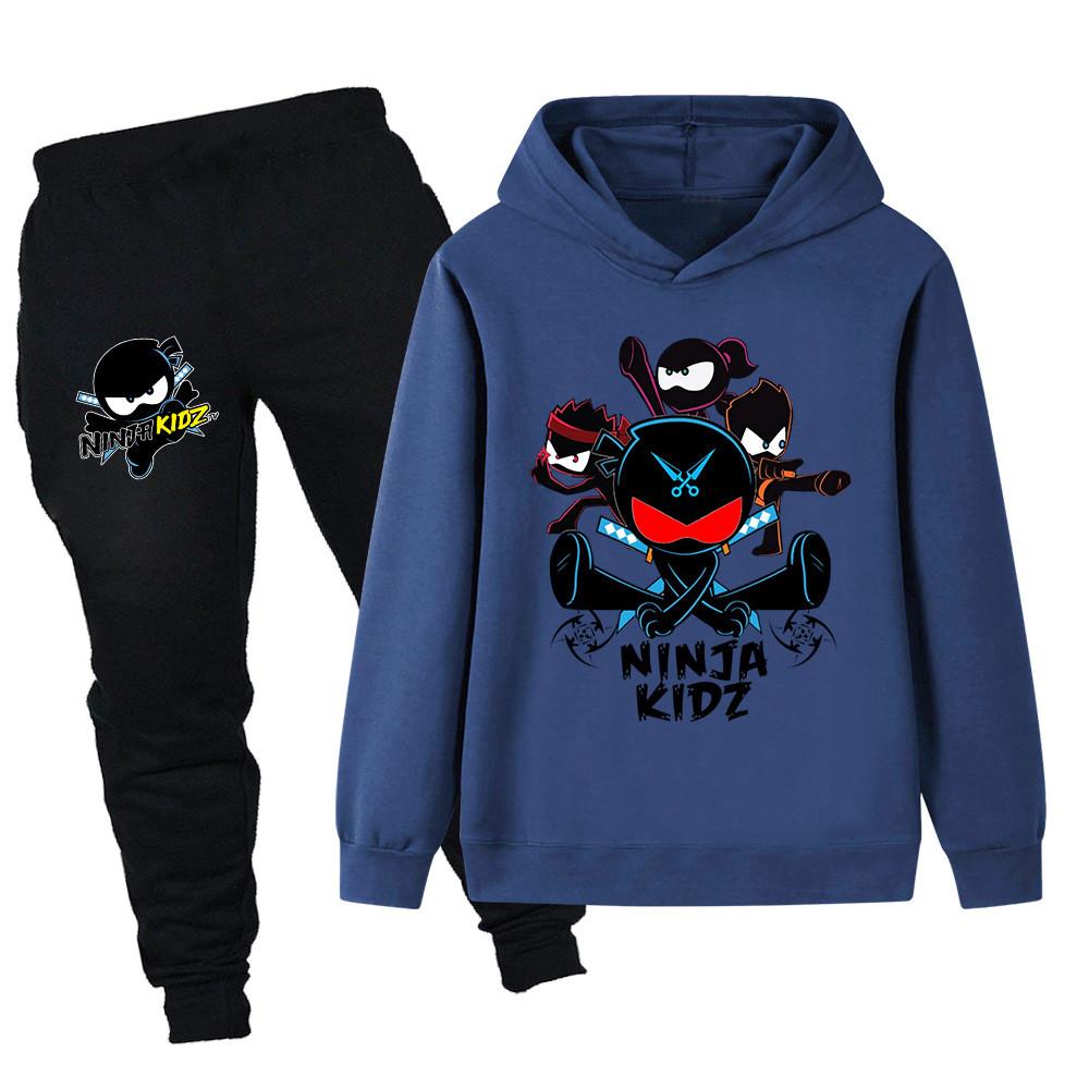 PB1170 Детские Мальчики Девочки NINJA KIDZ Принт Уличные Худи с Длинным Рукавом Брюки Комплекты Верхней Одежды