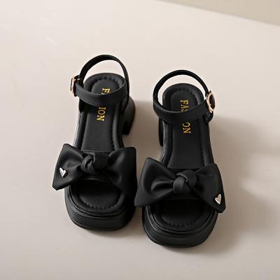 Мода 2024 года, лето, новая мода, круглый носок, открытый носок, бант, пуговица, однотонная верхняя одежда, сексуальные и удобные босоножки на высоком каблуке для женщин