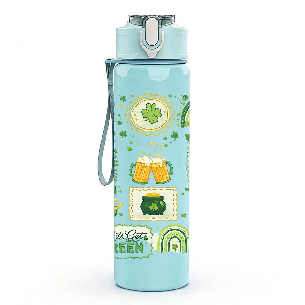 1PC Vegetable Fruit Collage Print 750ml Color Plastic Sports Water Bottle Leakproof Flip Straw Lid Suitable for Sports Office Home Use