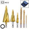 6Pcs HSS Steel Titanium Step Drill Bit Set 4-12/20/32mm Metal Hole Cutter Wood Cone Core Drilling Hole Saw Tool+3,6,8 Saw Drill