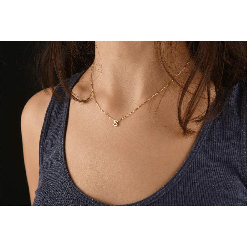 MOMOL Tiny Initial Necklace 18K Gold Plated Small Letter Necklace Personalized Name Necklace for Women