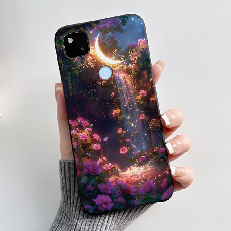 Для Google Pixel 4a 4G Чехол Роскошный Милый Кролик с Сердечками Забавный Мягкий Черный Матовый ТПУ Силиконовый Задний Защитный Чехол Тонкий