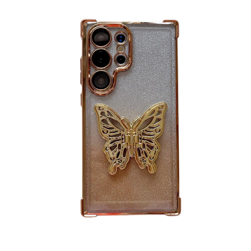 Чехол-подставка Samsung S26 Ultra Butterfly: Новый четырехсторонний airbag, противоударный, с блестками