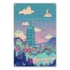 Металлическая табличка 'Путешествие по городу', Декор для стен с городским пейзажем 20x30см