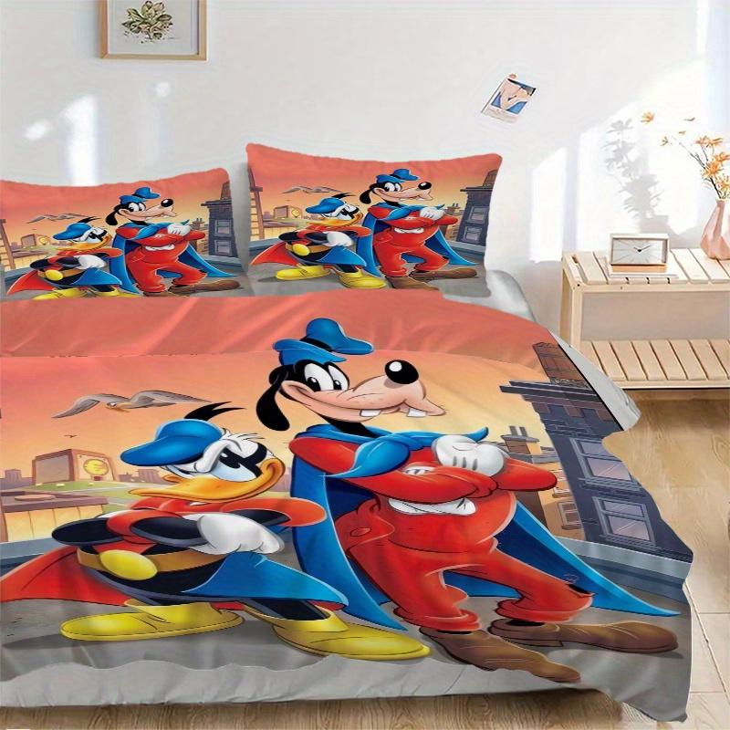 3pcs Goofy & Donald Duck Superhero Cape Quilt Set - Soft and Comfortable Bedroom, Guest Room and Dorm Decor Bedding Set 1 Quilt Cover + 2 Pillowc