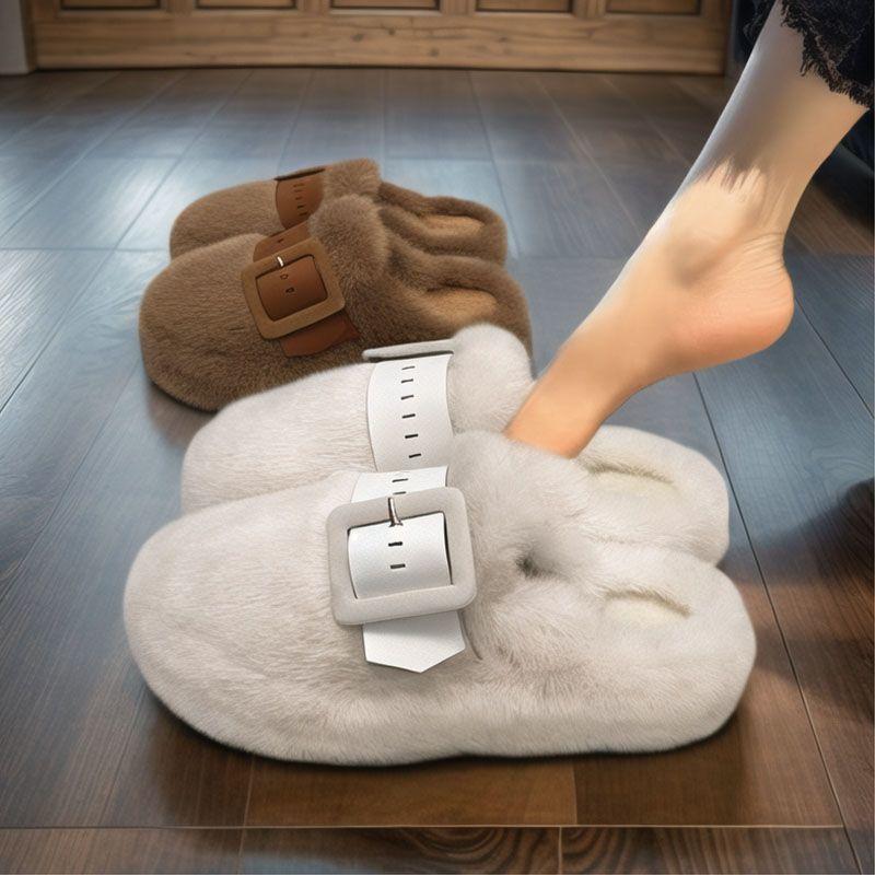 Fashion New Winter Home Slippers Outdoor Winter Thick Bottom Soft Bottom Non-slip Plush Slippers Fashion Women Shoes Zapatos De Mujer