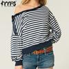 Женская модная повседневная весенне-осенняя блузка с длинным рукавом и принтом в полоску, с косым воротником