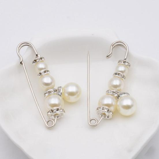 Flower Shape Anti-Exposure Women Brooch Pin Shining Rhinestone Faux Pearls Safety Pin Costume Accessories