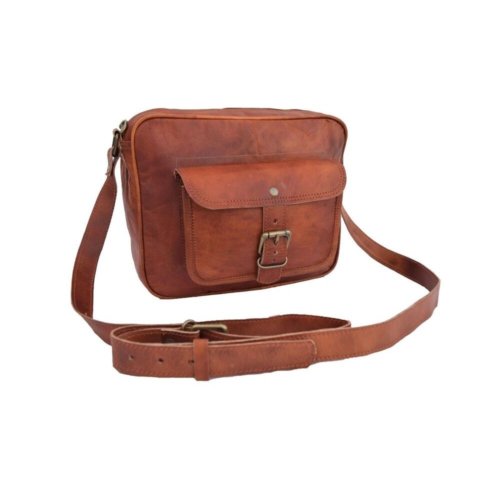 Сумка-мессенджер через плечо Сумка-слинг Сумка из козьей кожи, маленькая, 11 дюймов