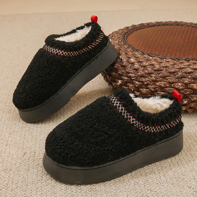 Модные зимние сапоги женские водонепроницаемые пушистые плюшевые ботильоны на платформе и каблуках женские 2024 новые теплые шлепанцы хлопковая обувь