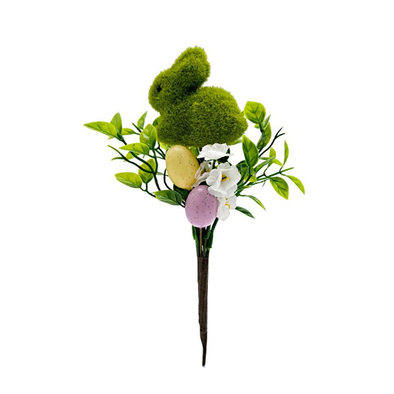 1PC Table Arrangement Colorful Floral Stems Creative Moss Bunny DIY Bunny & Eggs Easter Artificial Flower Bouquet