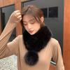 Thickened Winter Scarf Solid Color Faux Fox Fur Collar Neck Warmer Scarf  Cold Weather Accessories