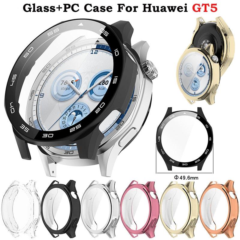 Защитный чехол-пленка из закаленного стекла для Huawei Watch GT 5 46 мм Жесткий защитный бампер из поликарбоната для Huawei GT5 46 Аксессуары