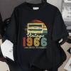 HighQuality Cotton TShirt for Unisex 1966 60th Birthday Unisex Loose Oversized Clothing O Neck Short Sleeve Tees Streetwear Top