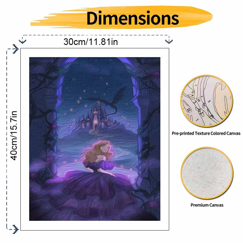 Disney princess castle dragon magic landscape oil painting handmade painting kit diy home room decoration gift