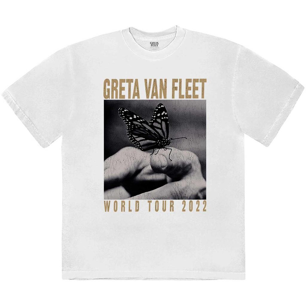 Greta Van Fleet Unisex Adult World Tour 2022 Butterfly Cotton T-Shirt